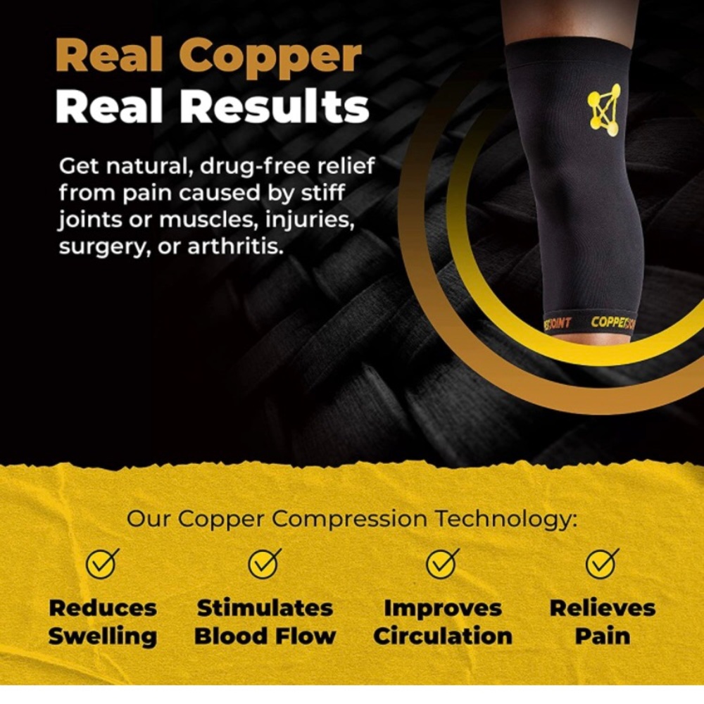 CopperJoint Knee Compression Sleeve Knee Support for Women & Men - Picture 2 of 11